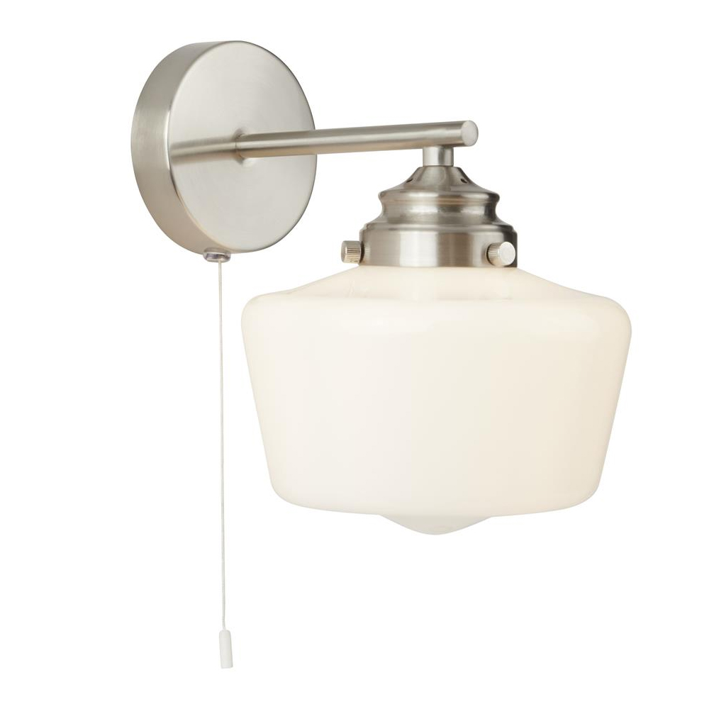 Product photograph of Housie Opal Glass Wall Light In Satin Silver from Furniture in Fashion