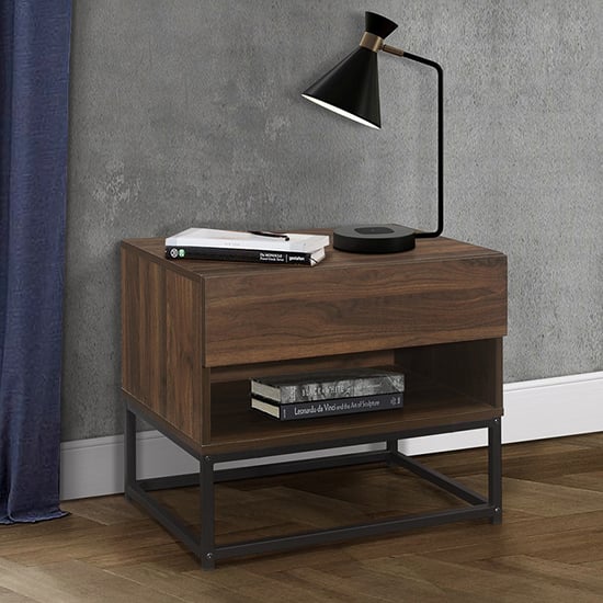 Read more about Houston wooden bedside cabinet with 1 drawer in walnut