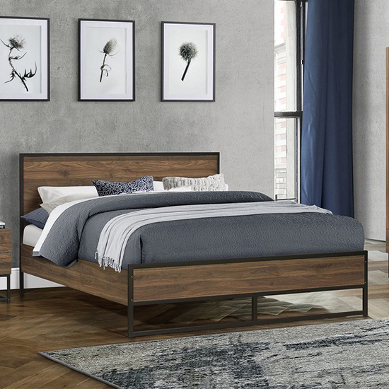 Product photograph of Houston Wooden Small Double Bed In Walnut from Furniture in Fashion