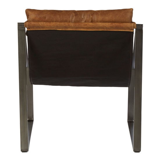 Hoxman Faux Leather Sling Design Accent Chair In Light Brown ...