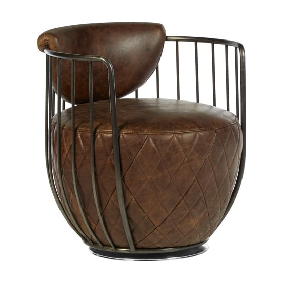 Read more about Hoxman faux leather swivel accent chair in brown