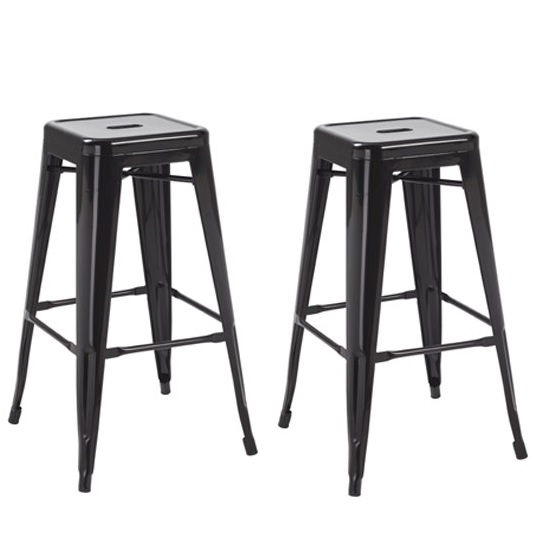Hoxton Metal Stackable Bar Stool In Black In A Pair 29587