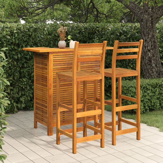Hugo Solid Wood Garden Bar Table And Bar Chairs With Backrest ...