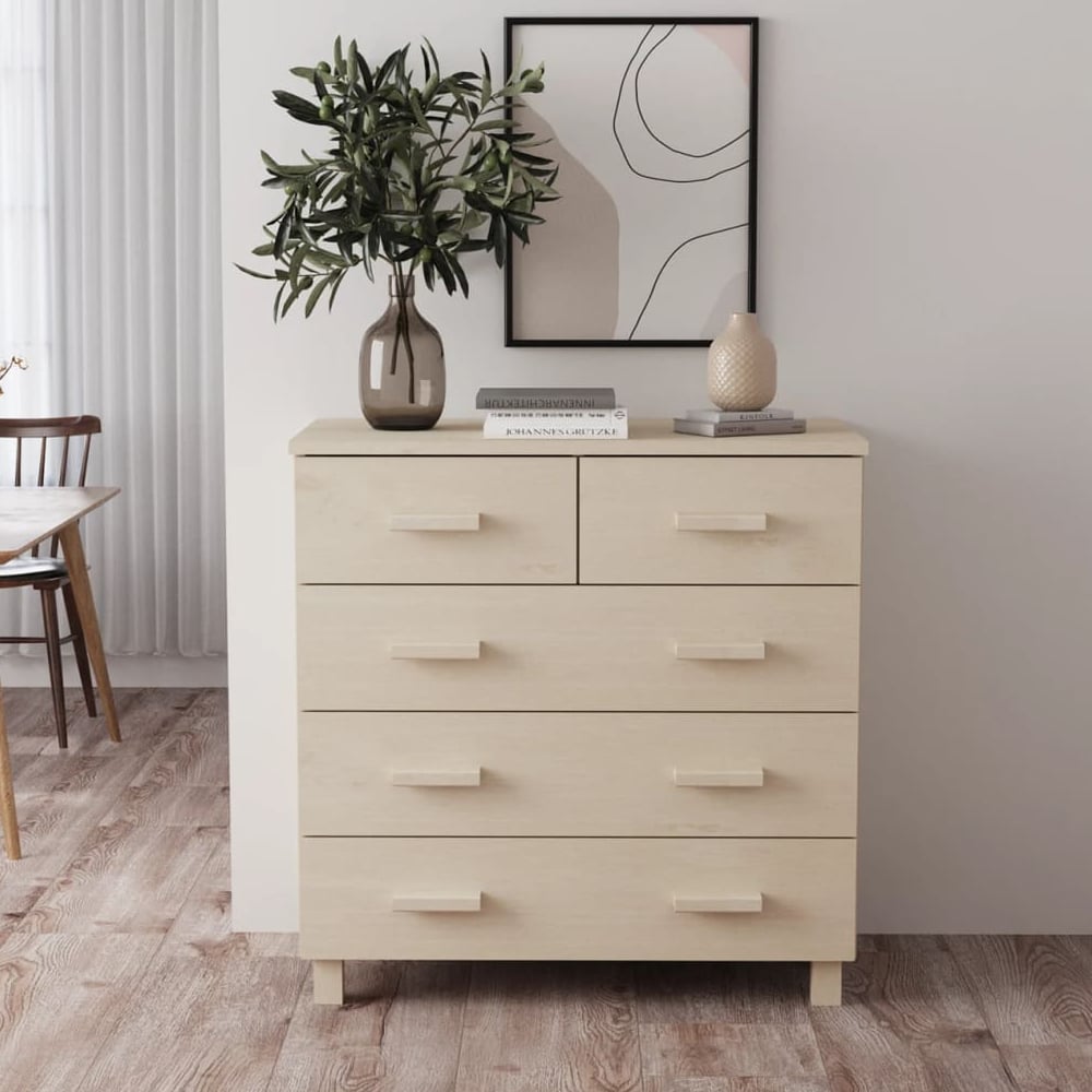 hull wooden chest of 5 drawers in brown