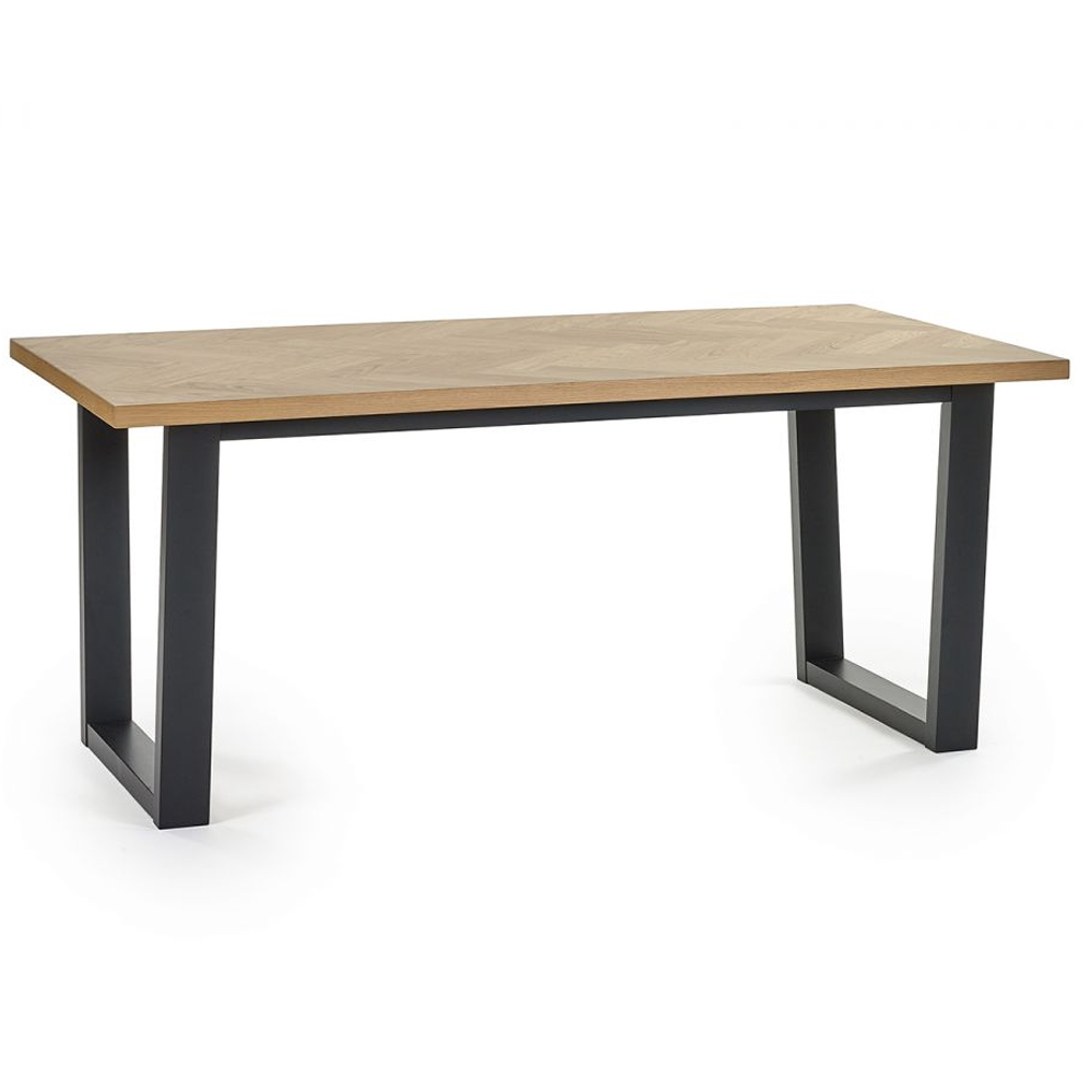 Product photograph of Hull Wooden Dining Table With Black Legs In Oak from Furniture in Fashion