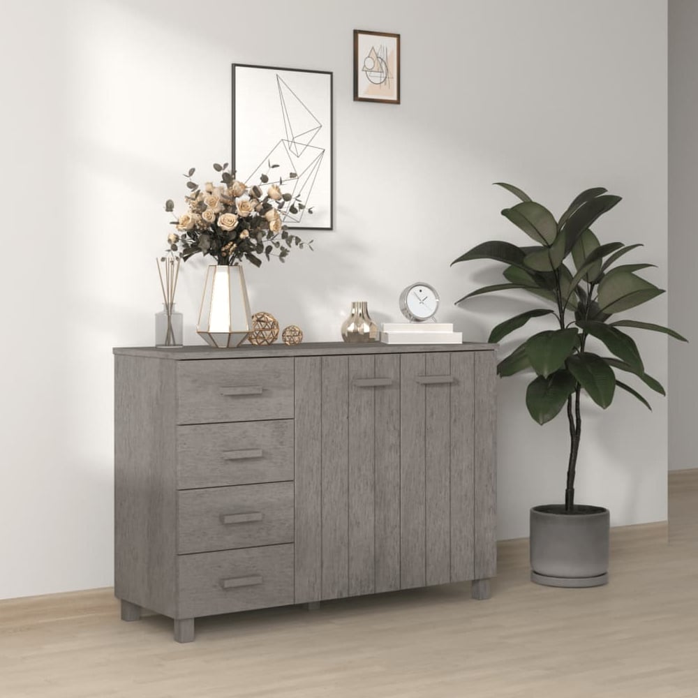 hull wooden sideboard with 2 doors 4 drawers in light grey