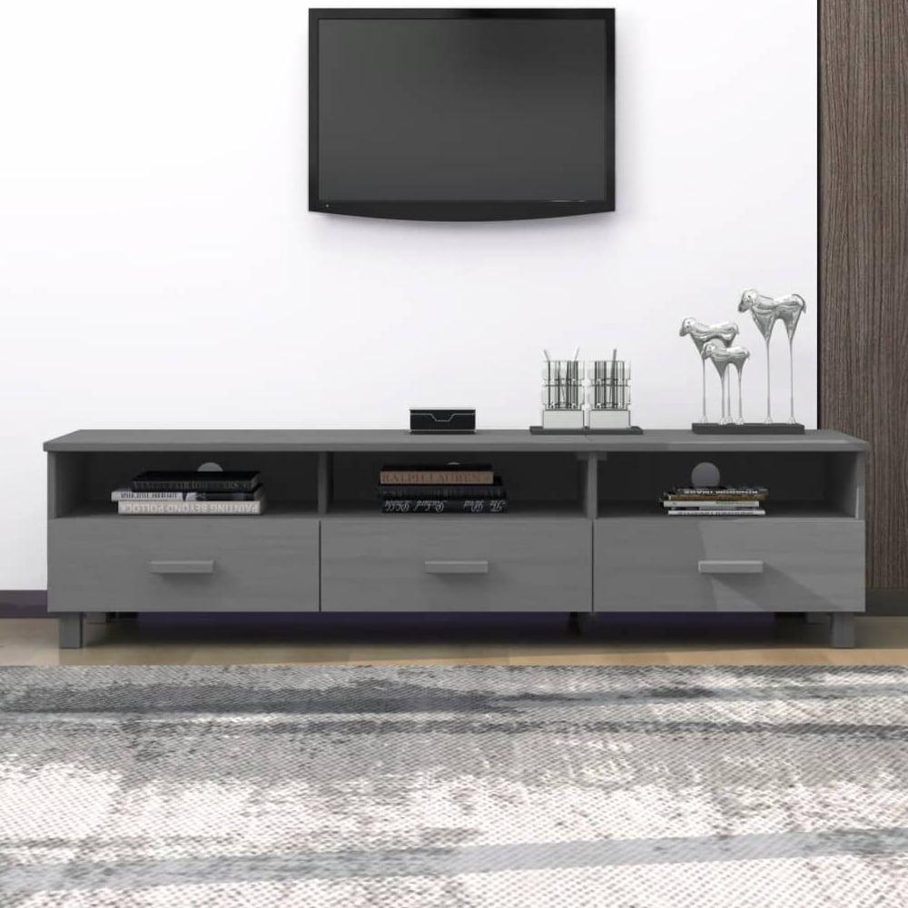 Product photograph of Hull Wooden Tv Stand With 3 Drawers In Dark Grey from Furniture in Fashion