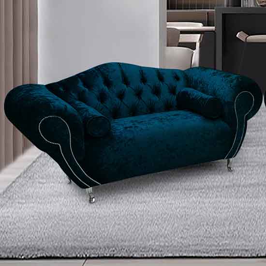 Product photograph of Huron Malta Plush Velour Fabric 2 Seater Sofa In Peacock from Furniture in Fashion