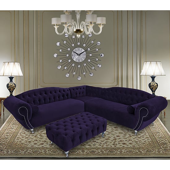 Read more about Huron malta plush velour fabric corner sofa in ameythst
