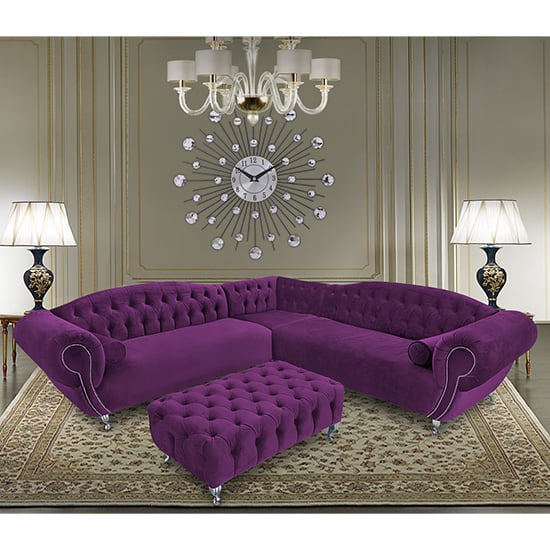 Read more about Huron malta plush velour fabric corner sofa in boysenberry
