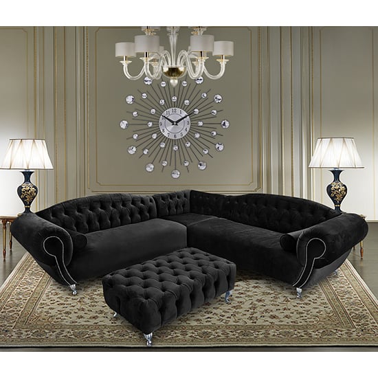 Product photograph of Huron Malta Plush Velour Fabric Corner Sofa In Cosmic from Furniture in Fashion