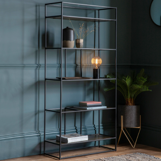 Product photograph of Hurston Metal Shelving Display Unit In Antique Gold from Furniture in Fashion