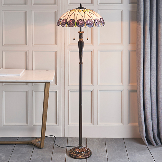 Product photograph of Hutchinson Tiffany Glass Floor Lamp In Dark Bronze from Furniture in Fashion
