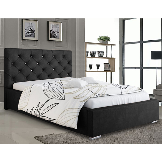 Photo of Hyannis plush velvet single bed in black
