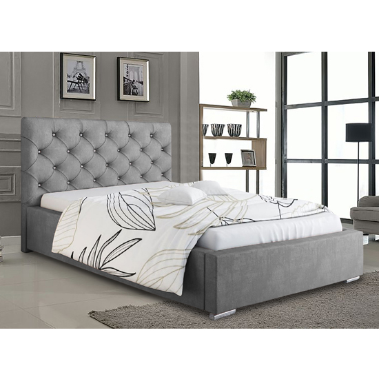 Read more about Hyannis plush velvet small double bed in grey