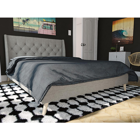 Product photograph of Hyeon Linen Fabric Double Bed In Grey from Furniture in Fashion