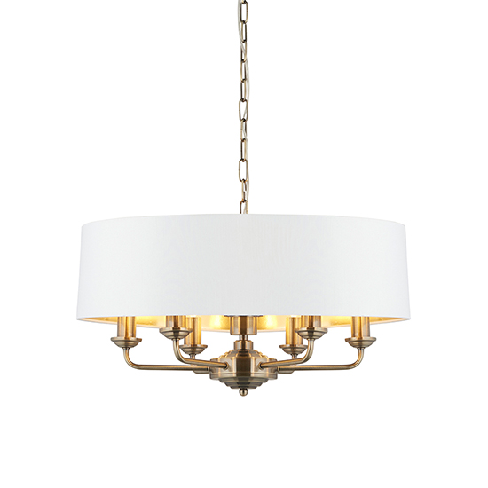 Read more about Hyesan round white 6 lights ceiling pendant light in brass
