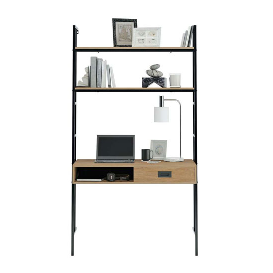 Hythe Wooden Wall Mounted Laptop Desk In Walnut With 2 Shelves ...