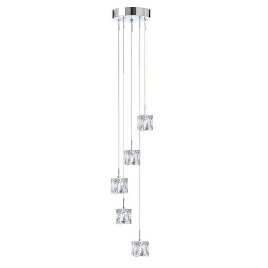 Product photograph of Ice Cube Led 5 Lights Multi Drop Pendant Light In Chrome from Furniture in Fashion