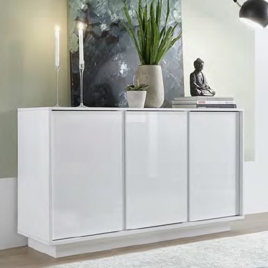 Product photograph of Iconic Wooden Sideboard In White High Gloss With 3 Doors from Furniture in Fashion