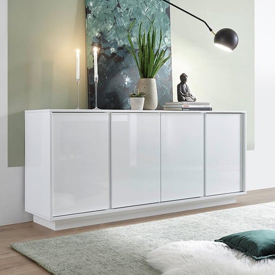 Product photograph of Iconic Wooden Sideboard In White High Gloss With 4 Doors from Furniture in Fashion
