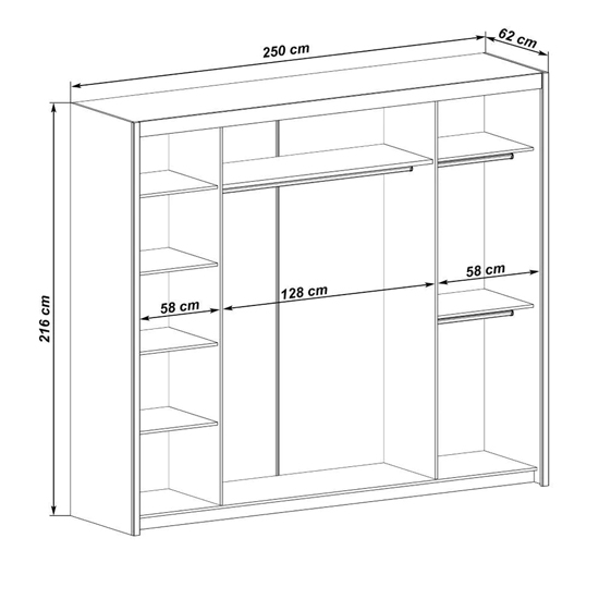 Idaho Mirrored Wardrobe With 3 Sliding Doors In Graphite | Furniture in ...