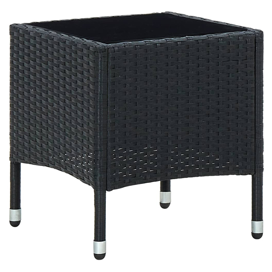 Read more about Ijaya square glass top rattan garden dining table in black