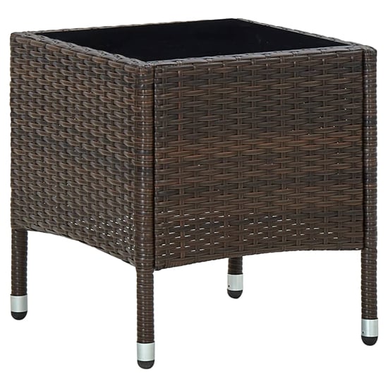Photo of Ijaya square glass top rattan garden dining table in brown