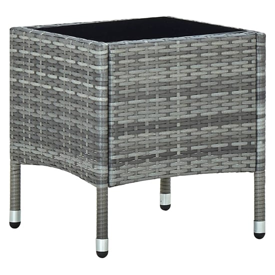 Read more about Ijaya square glass top rattan garden dining table in grey