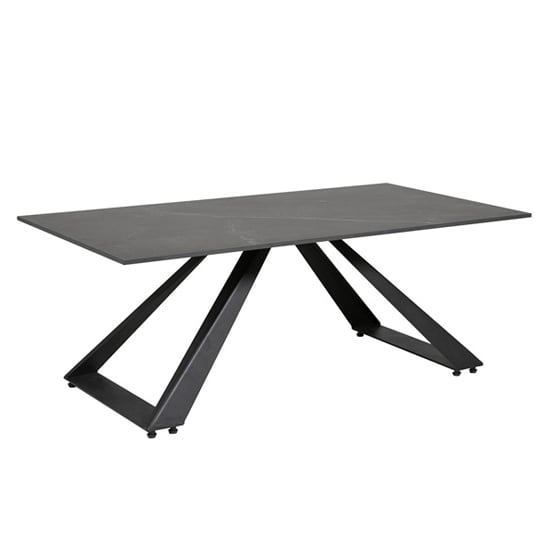 Product photograph of Iker Grey Stone Coffee Table With Black Metal Base from Furniture in Fashion