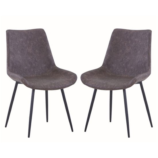Photo of Imperia dark brown fabric upholstered dining chairs in a pair