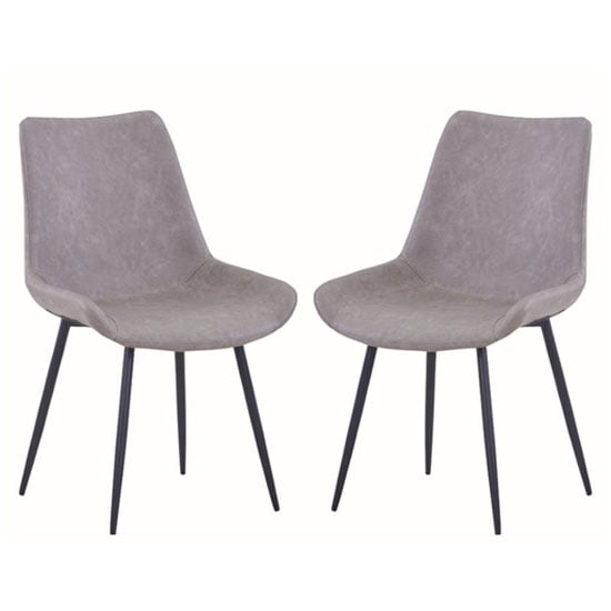 Read more about Imperia light grey fabric upholstered dining chairs in a pair