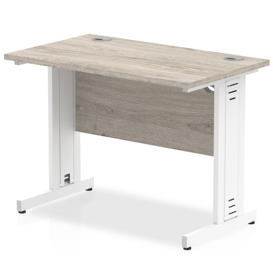 Read more about Impulse 800mm computer desk in grey and white managed leg