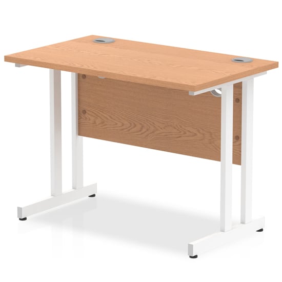 Read more about Impulse 800mm computer desk in oak and white cantilever leg