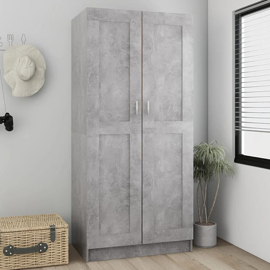 Photo of Inara wooden wardrobe with 2 doors in concrete effect