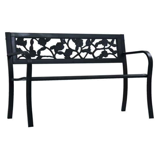 Photo of Inaya 125cm rose design steel garden seating bench in black