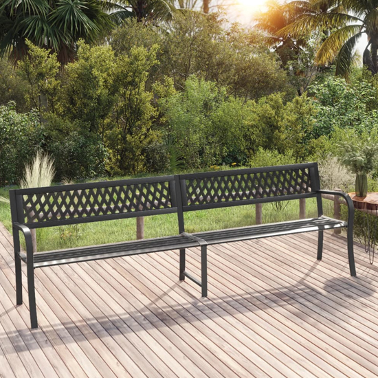 Read more about Inaya 246cm diamond design steel garden seating bench in black
