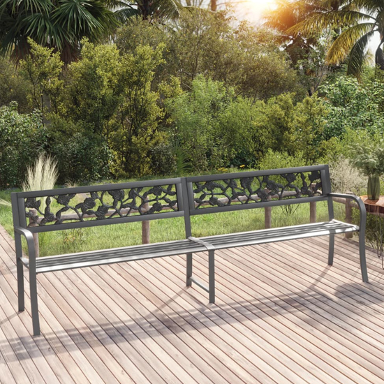 Photo of Inaya 246cm rose design steel garden seating bench in grey