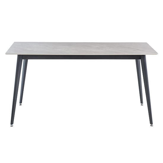 Product photograph of Inbar 160cm Marble Dining Table In Rebecca Grey With Black Legs from Furniture in Fashion