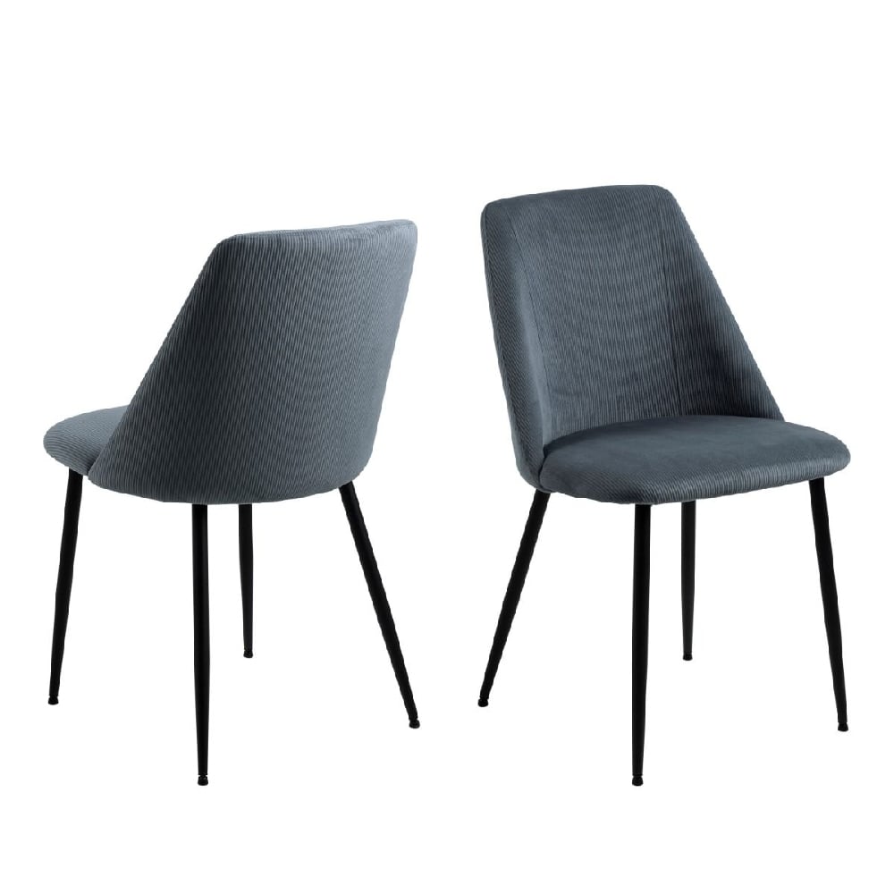 Read more about Indio grey fabric dining chairs with black legs in pair