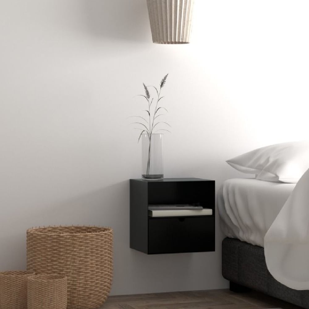 Read more about Indio wooden bedside cabinet with 1 drawer in matt black