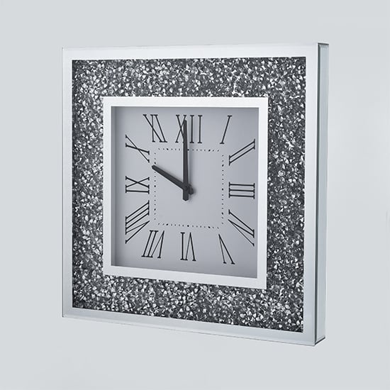 Photo of Inez square 45cm crushed glass wall clock in mirrored