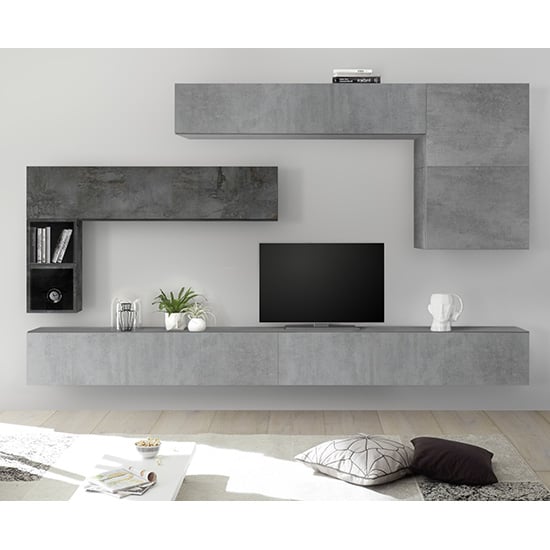View Infra large entertainment unit in oxide and cement effect