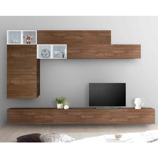 Read more about Infra entertainment wall unit in white gloss and dark walnut