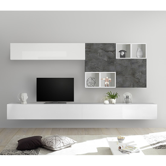 Product photograph of Infra Large White Gloss Entertainment Unit In Oxide from Furniture in Fashion