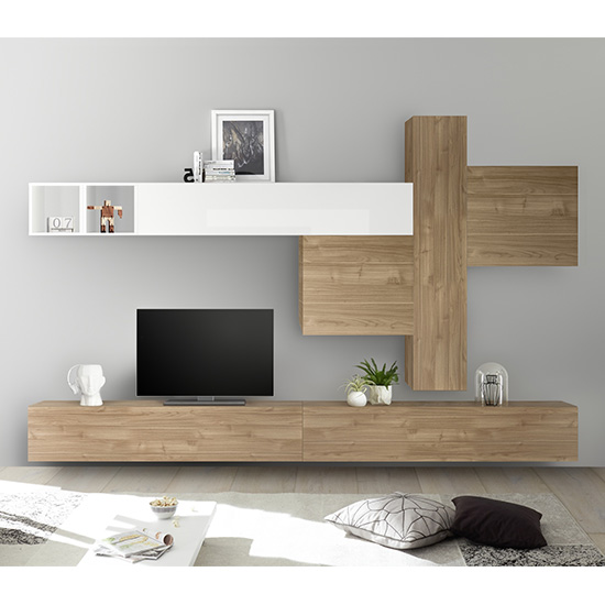 Product photograph of Infra Large Entertainment Unit In Stelvio Walnut And White Gloss from Furniture in Fashion