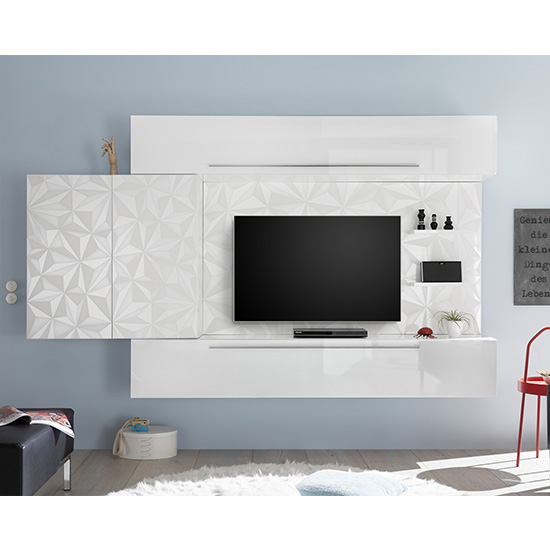 Read more about Infra large entertainment unit in serigraphed white high gloss