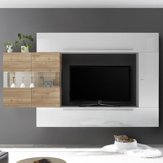 Product photograph of Infra Entertainment Unit In Stelvio Walnut And White Gloss from Furniture in Fashion