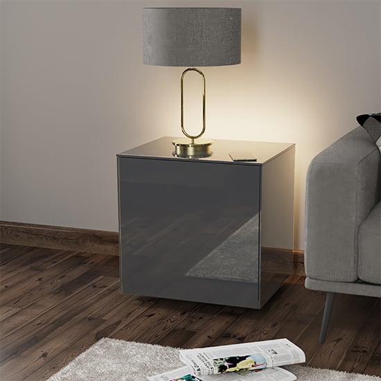 Read more about Intel led lamp table in grey gloss with wireless charging
