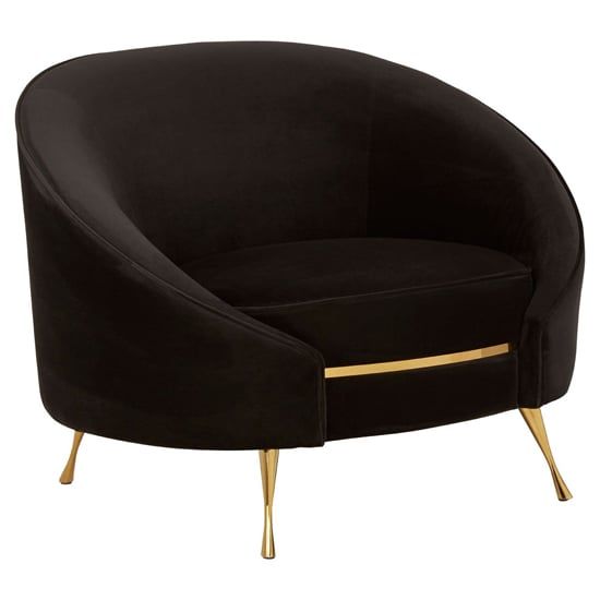 Product photograph of Intercrus Upholstered Velvet Armchair In Black And Gold from Furniture in Fashion